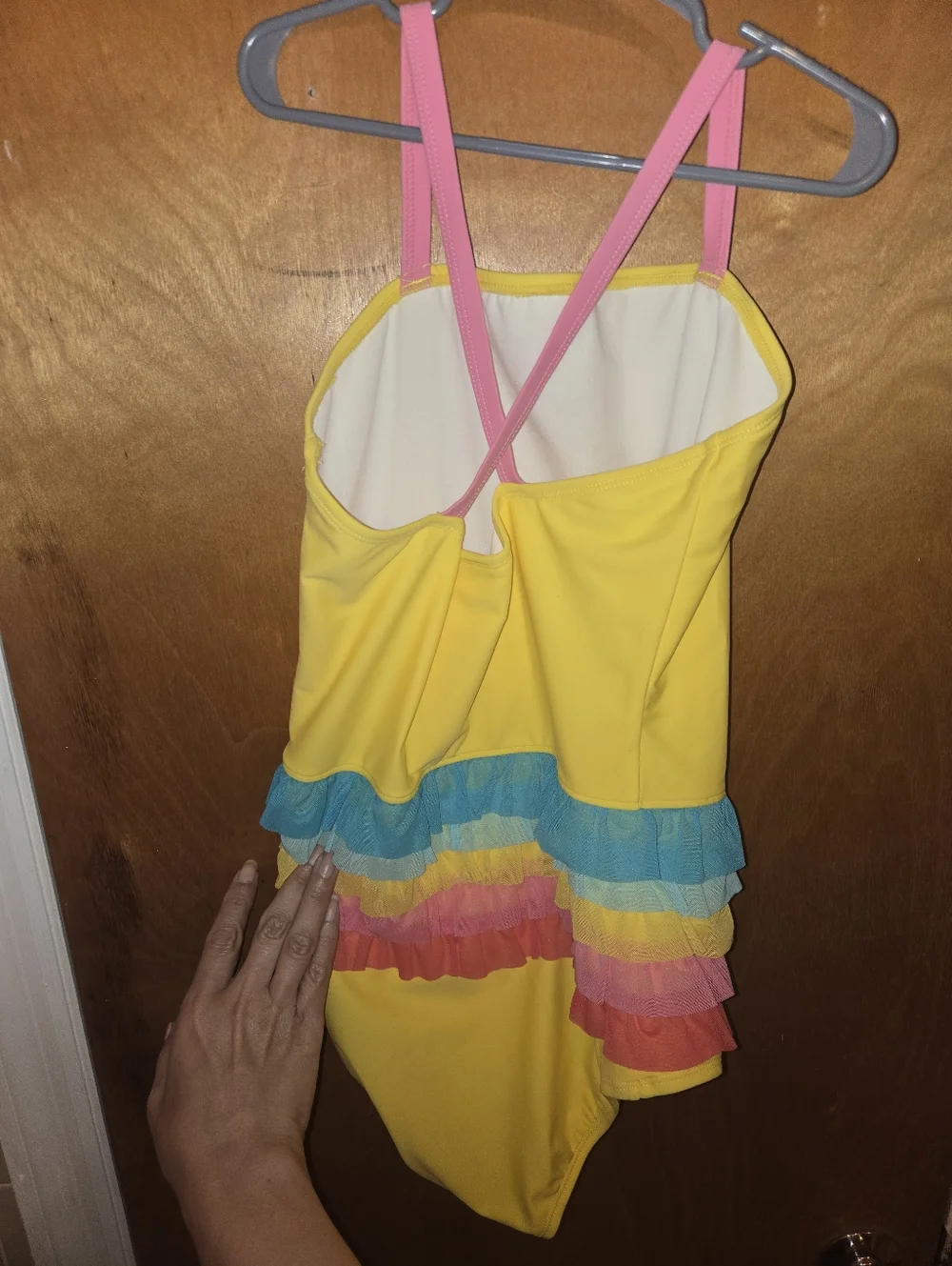 NWT Hanna Andersson Yellow Girls' One-Piece Swimsuit with Rainbow Ruffles